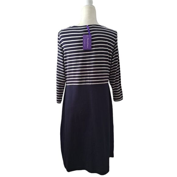 Seraphine Women's Navy Stripe 3/4 Sleeve Nautical Simone Dress Maternity Sz 14 - Picture 6 of 9